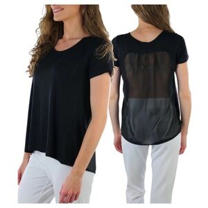 Forever 21 Blouse Black with a Sheer Back Short Sleeves Blouse Size S